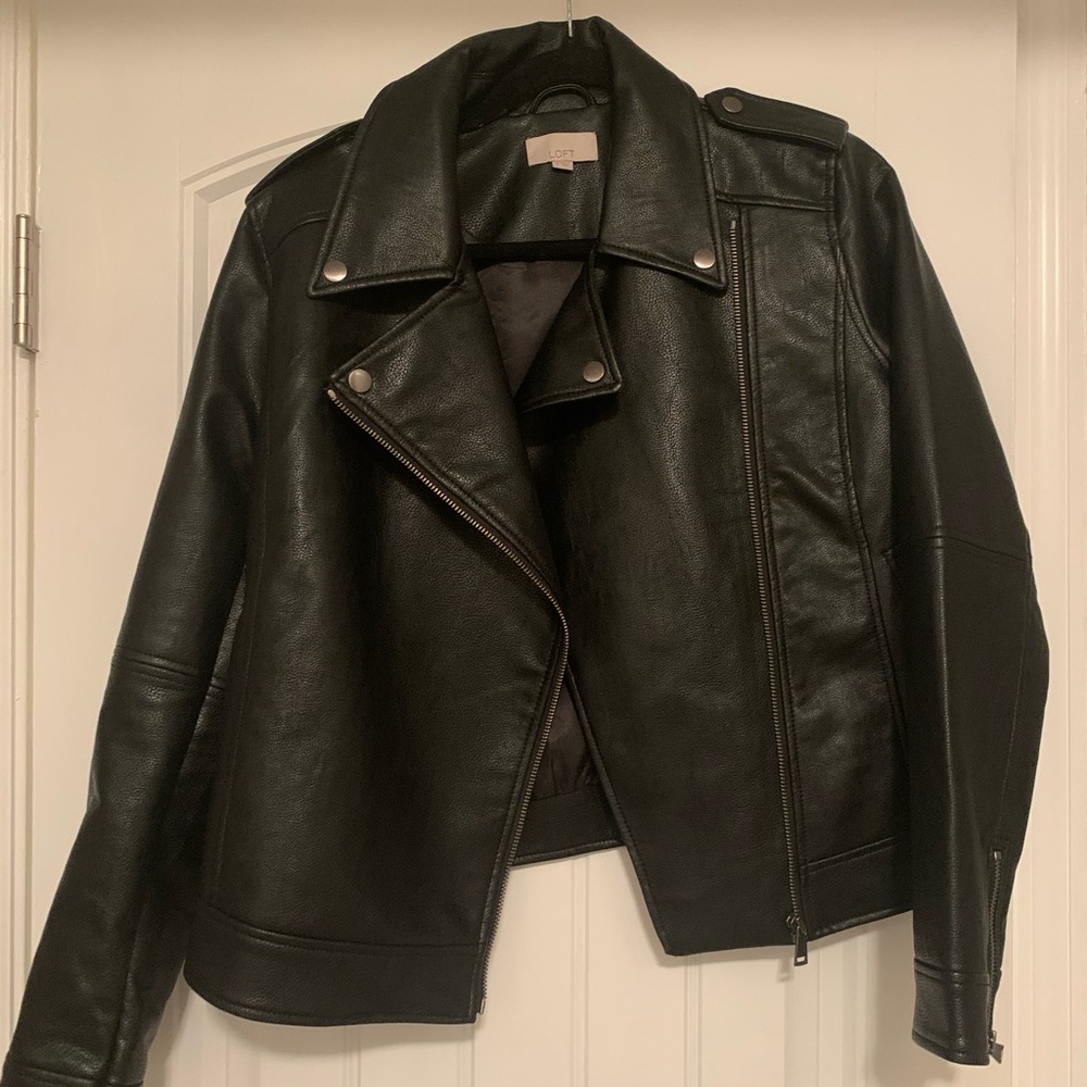 Loft black leather moto jacket